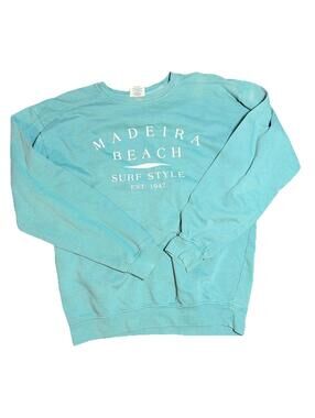 VTG Y2K Madeira Beach Florida Women's Size Medium Sweatshirt Crew Neck Green